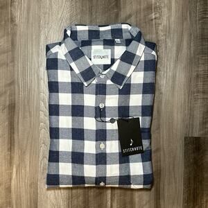 Stitch Note Flannel Long Sleeve Button Down - Large